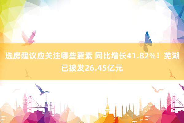 选房建议应关注哪些要素 同比增长41.82%！芜湖已披发26.45亿元