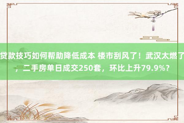 贷款技巧如何帮助降低成本 楼市刮风了！武汉太燃了，二手房单日成交250套，环比上升79.9%？