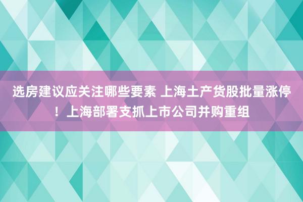 选房建议应关注哪些要素 上海土产货股批量涨停！上海部署支抓上市公司并购重组