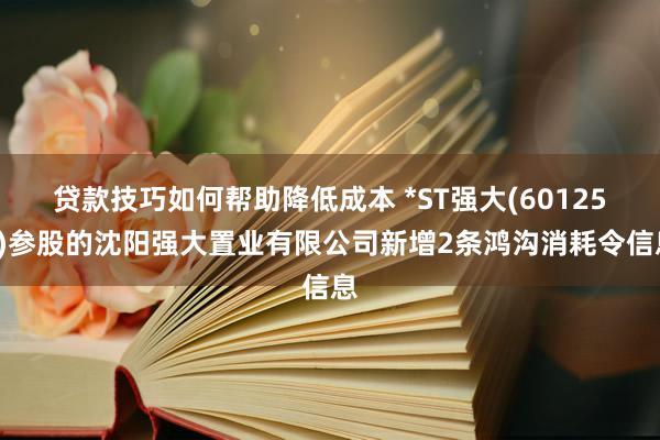 贷款技巧如何帮助降低成本 *ST强大(601258)参股的沈阳强大置业有限公司新增2条鸿沟消耗令信息