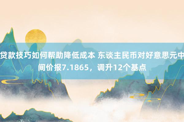 贷款技巧如何帮助降低成本 东谈主民币对好意思元中间价报7.1865，调升12个基点