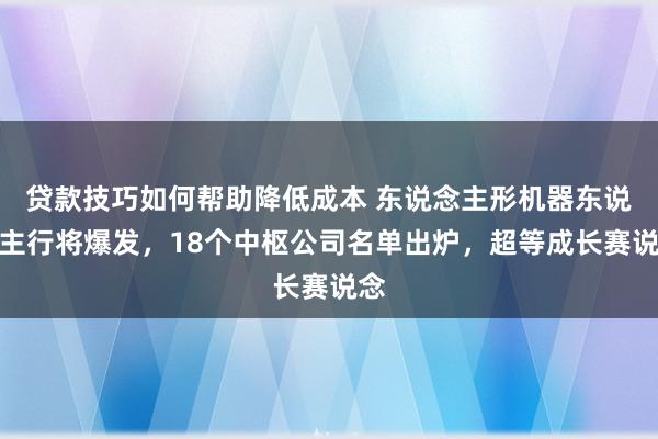 贷款技巧如何帮助降低成本 东说念主形机器东说念主行将爆发，18个中枢公司名单出炉，超等成长赛说念