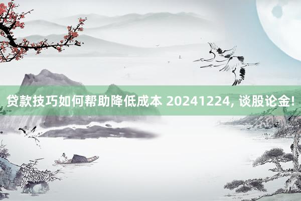 贷款技巧如何帮助降低成本 20241224, 谈股论金!