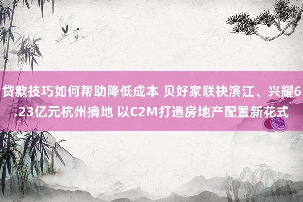 贷款技巧如何帮助降低成本 贝好家联袂滨江、兴耀6.23亿元杭州摘地 以C2M打造房地产配置新花式