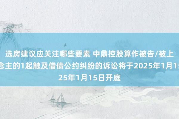 选房建议应关注哪些要素 中鼎控股算作被告/被上诉东说念主的1起触及借债公约纠纷的诉讼将于2025年1月15日开庭