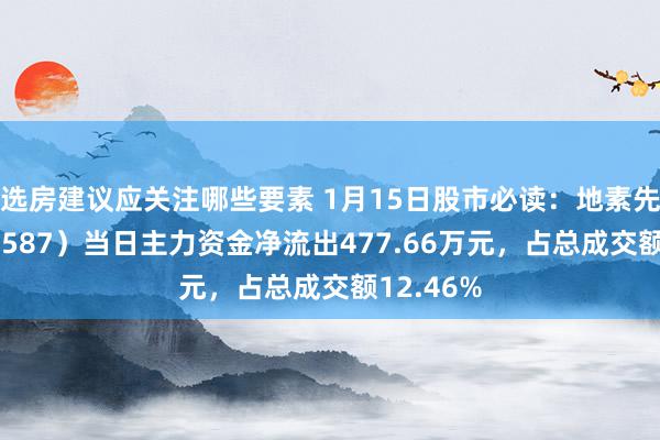 选房建议应关注哪些要素 1月15日股市必读：地素先锋（603587）当日主力资金净流出477.66万元，占总成交额12.46%