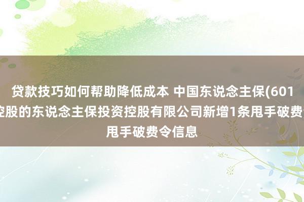 贷款技巧如何帮助降低成本 中国东说念主保(601319)控股的东说念主保投资控股有限公司新增1条甩手破费令信息