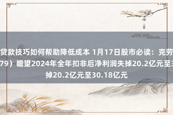 贷款技巧如何帮助降低成本 1月17日股市必读：克劳斯（600579）瞻望2024年全年扣非后净利润失掉20.2亿元至30.18亿元