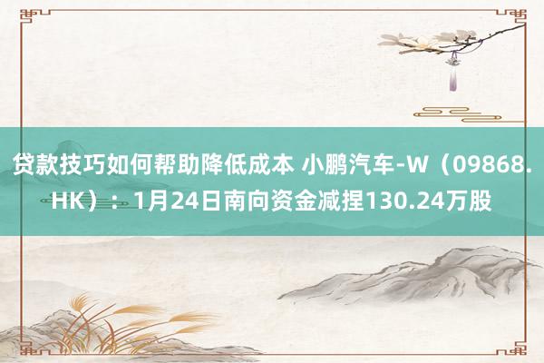 贷款技巧如何帮助降低成本 小鹏汽车-W（09868.HK）：1月24日南向资金减捏130.24万股