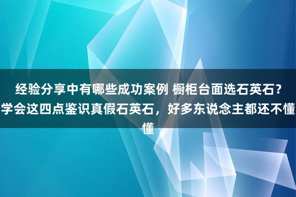 经验分享中有哪些成功案例 橱柜台面选石英石？学会这四点鉴识真假石英石，好多东说念主都还不懂