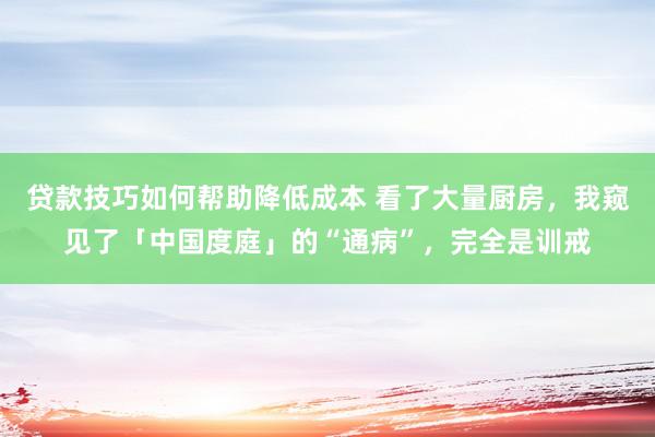 贷款技巧如何帮助降低成本 看了大量厨房，我窥见了「中国度庭」的“通病”，完全是训戒