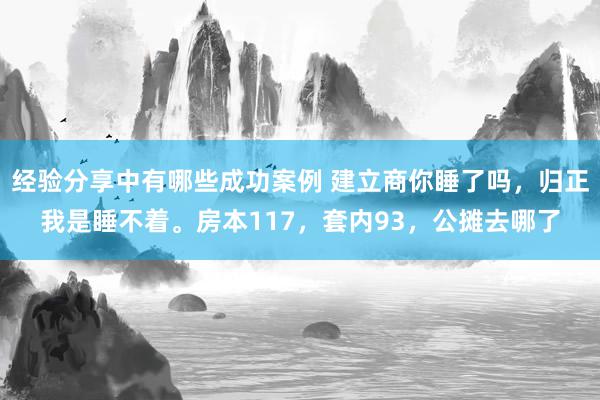 经验分享中有哪些成功案例 建立商你睡了吗，归正我是睡不着。房本117，套内93，公摊去哪了