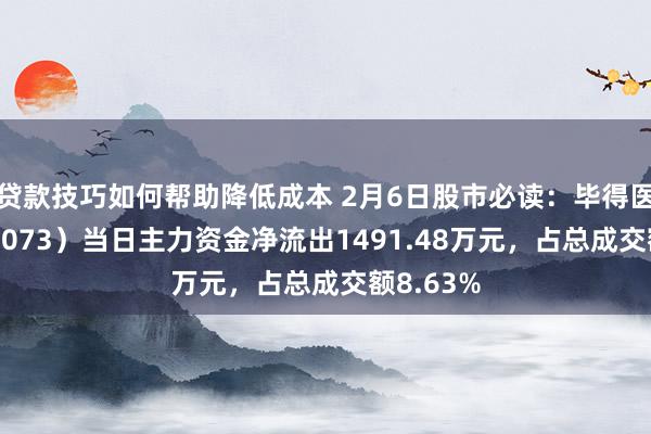 贷款技巧如何帮助降低成本 2月6日股市必读：毕得医药（688073）当日主力资金净流出1491.48万元，占总成交额8.63%