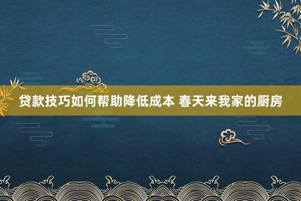 贷款技巧如何帮助降低成本 春天来我家的厨房