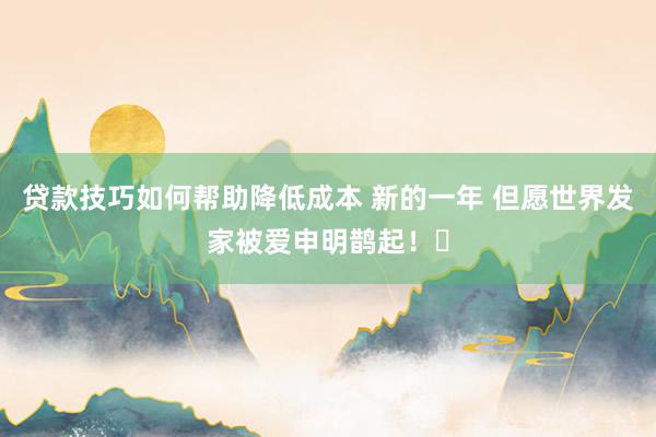 贷款技巧如何帮助降低成本 新的一年 但愿世界发家被爱申明鹊起！✊