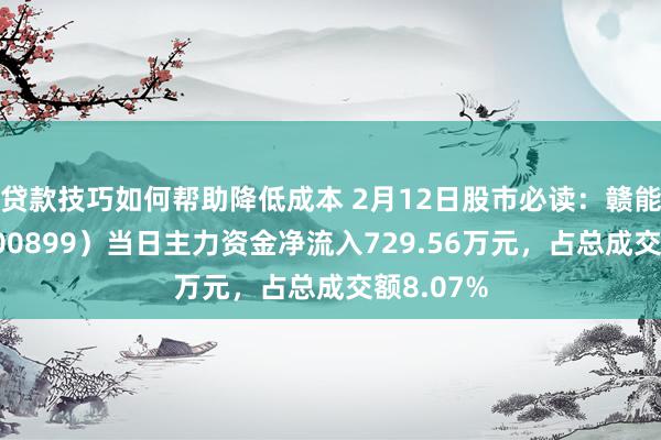 贷款技巧如何帮助降低成本 2月12日股市必读：赣能股份（000899）当日主力资金净流入729.56万元，占总成交额8.07%