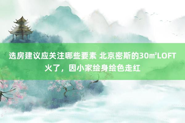 选房建议应关注哪些要素 北京密斯的30㎡LOFT火了，因小家绘身绘色走红