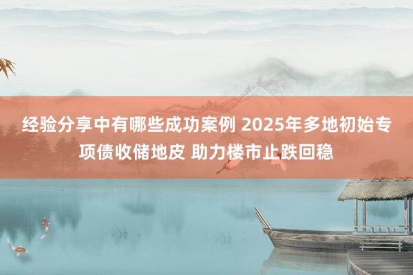 经验分享中有哪些成功案例 2025年多地初始专项债收储地皮 助力楼市止跌回稳