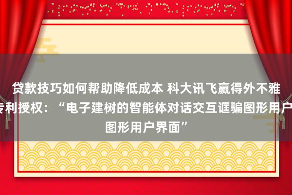 贷款技巧如何帮助降低成本 科大讯飞赢得外不雅绸缪专利授权：“电子建树的智能体对话交互诓骗图形用户界面”