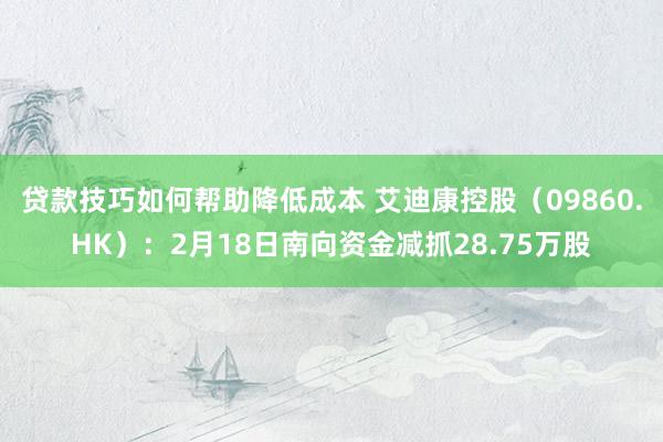 贷款技巧如何帮助降低成本 艾迪康控股（09860.HK）：2月18日南向资金减抓28.75万股