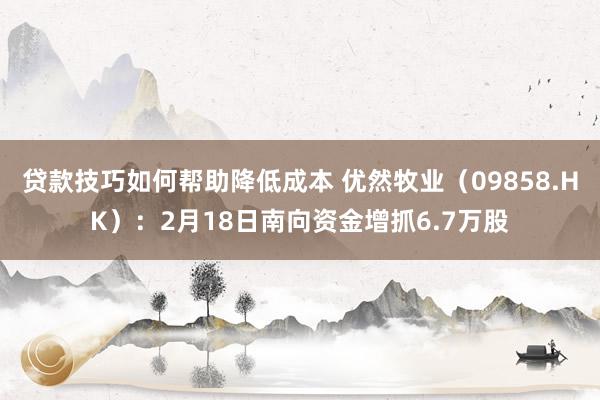 贷款技巧如何帮助降低成本 优然牧业（09858.HK）：2月18日南向资金增抓6.7万股