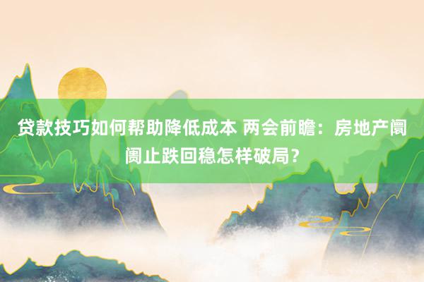 贷款技巧如何帮助降低成本 两会前瞻：房地产阛阓止跌回稳怎样破局？