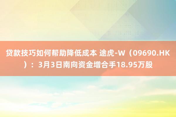 贷款技巧如何帮助降低成本 途虎-W（09690.HK）：3月3日南向资金增合手18.95万股